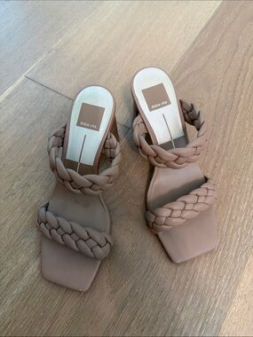 Dolce Vita Braided Double-Strap Slide Sandals in Taupe